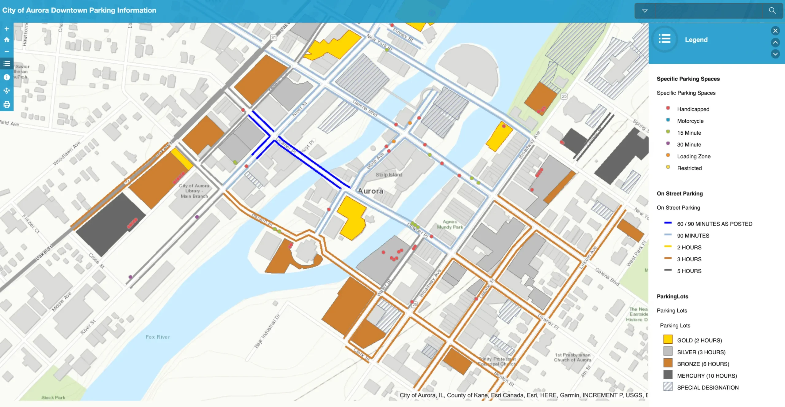Aurora Downtown Parking Map